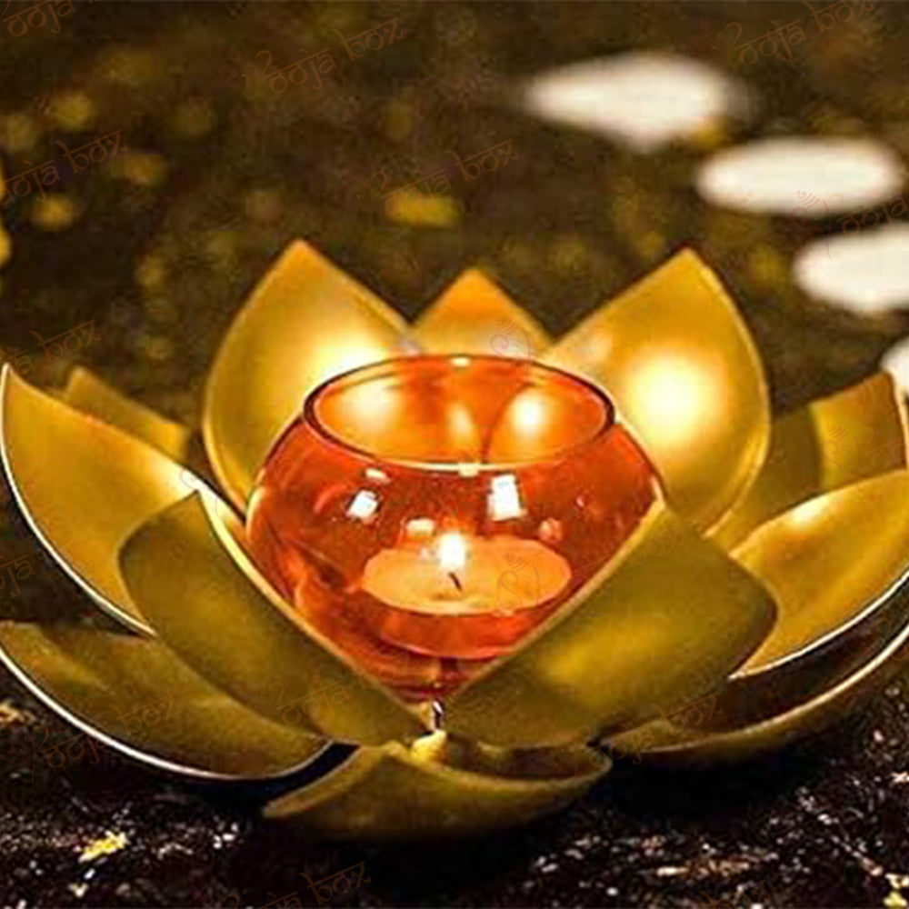 Crafted lotus tea light candel holder