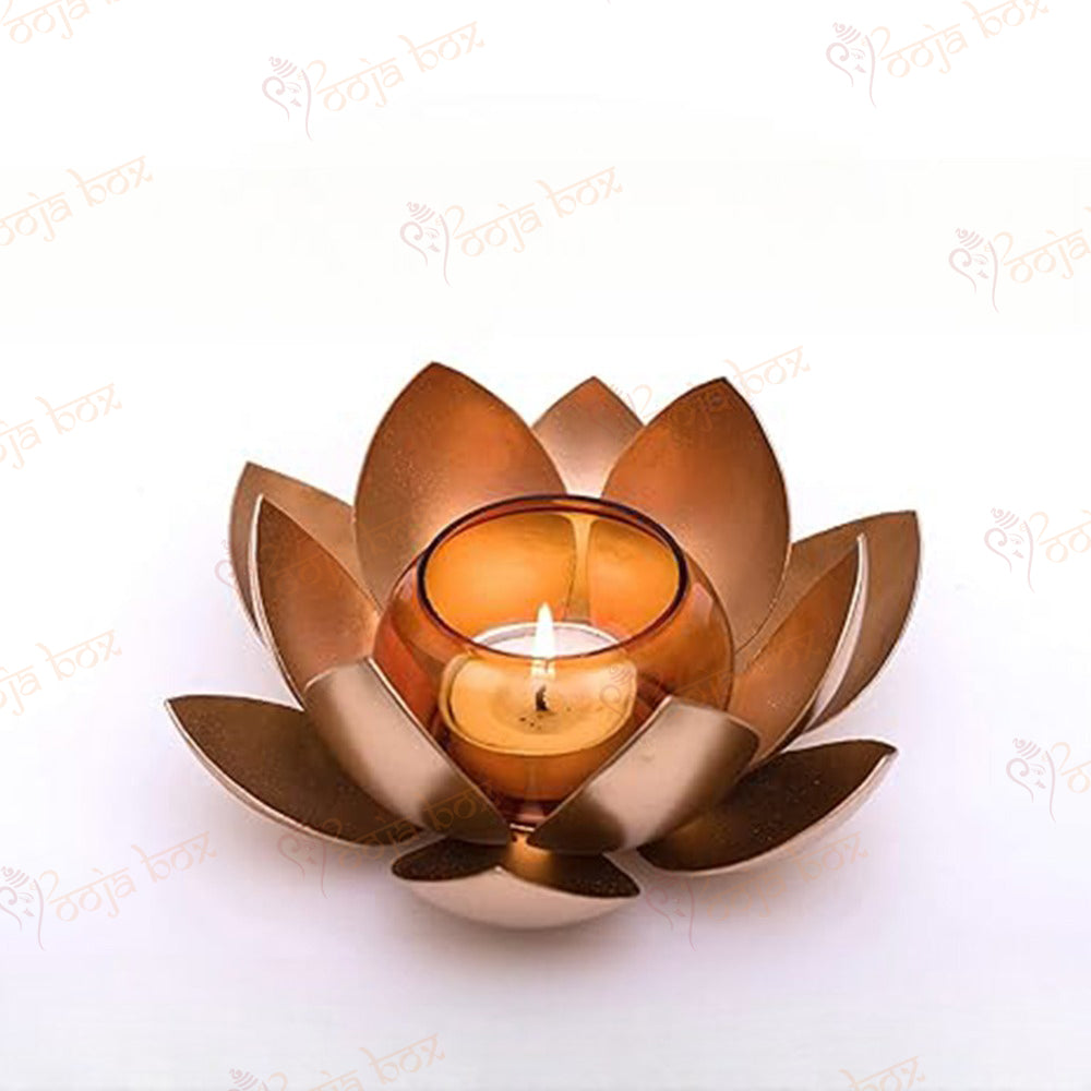 Crafted lotus tea light candel holder