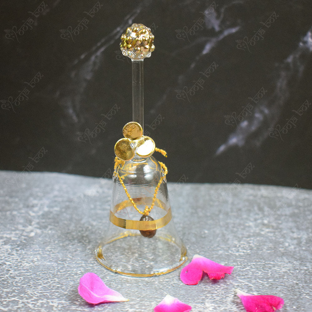 Crystal Ganesha With Bell and Diya