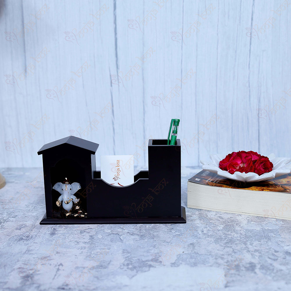 Crystal Ganesha and Hut Pen Stand