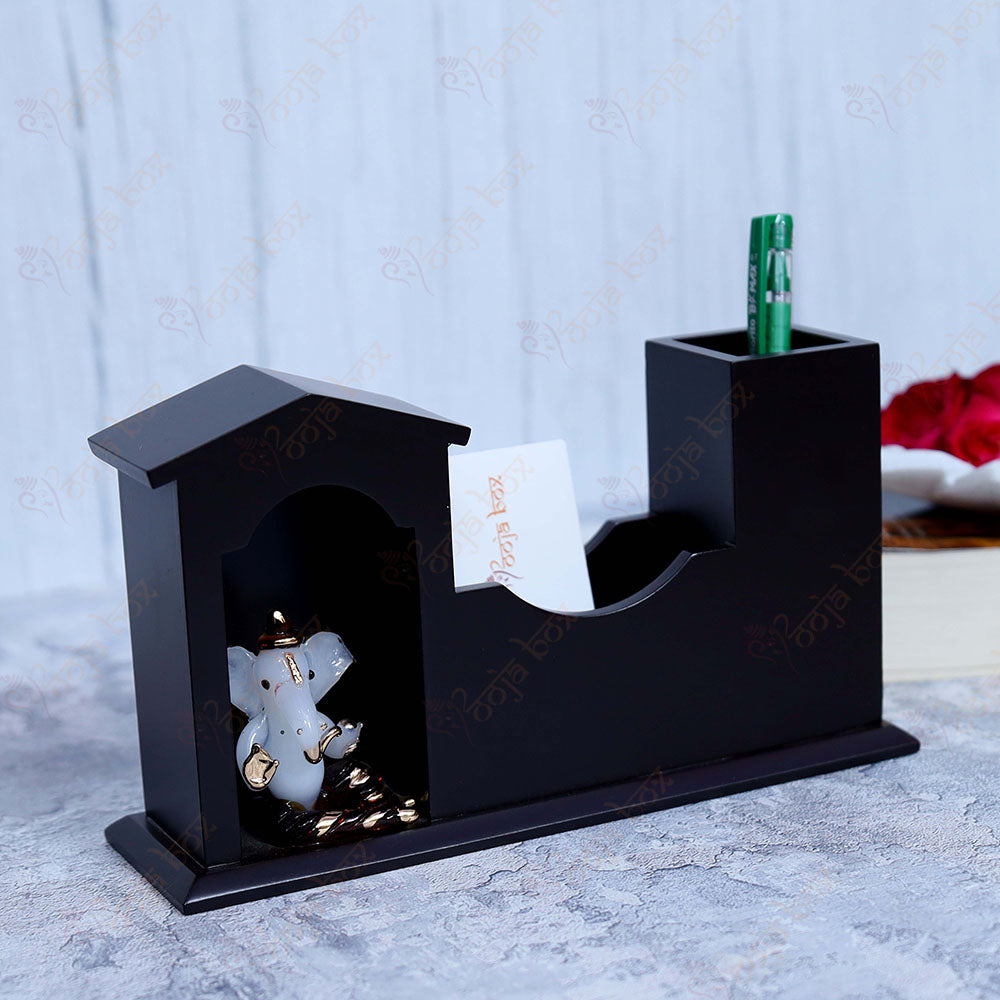 Crystal Ganesha and Hut Pen Stand