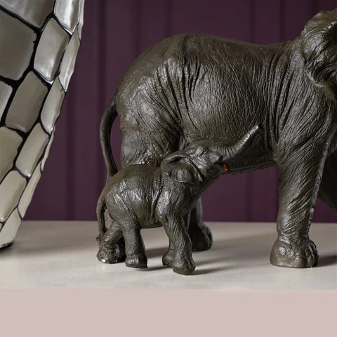 Rustic Tuskless Pair of Elephants