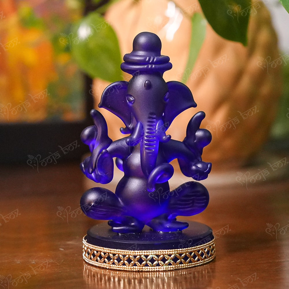 Double Face Crystal Ganesha Idol