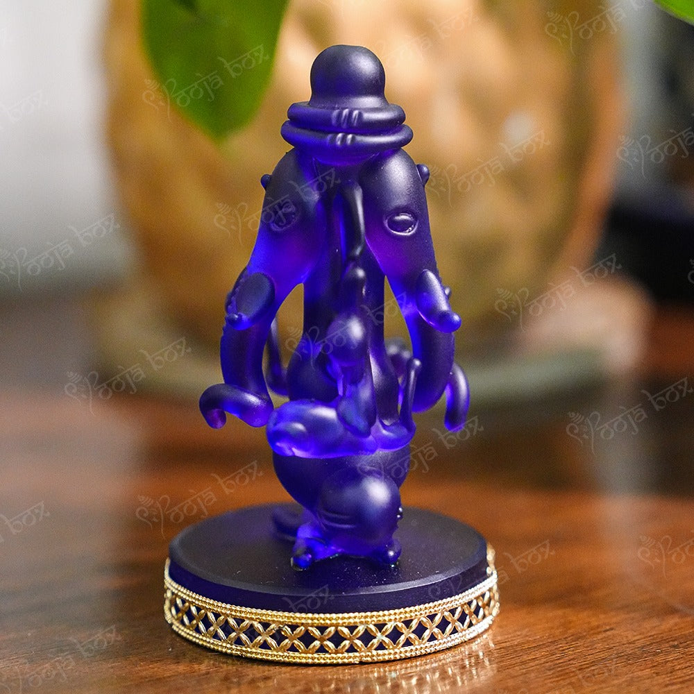 Double Face Crystal Ganesha Idol