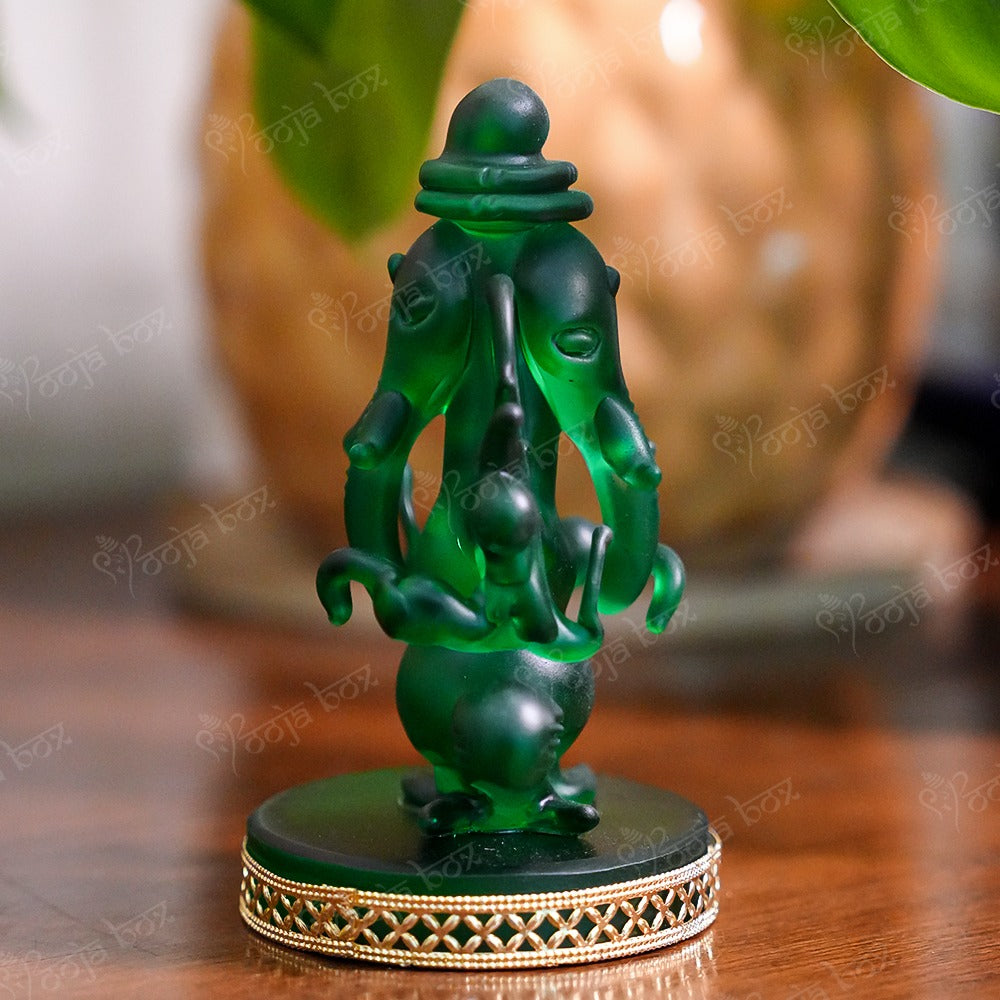 Double Face Crystal Ganesha Idol