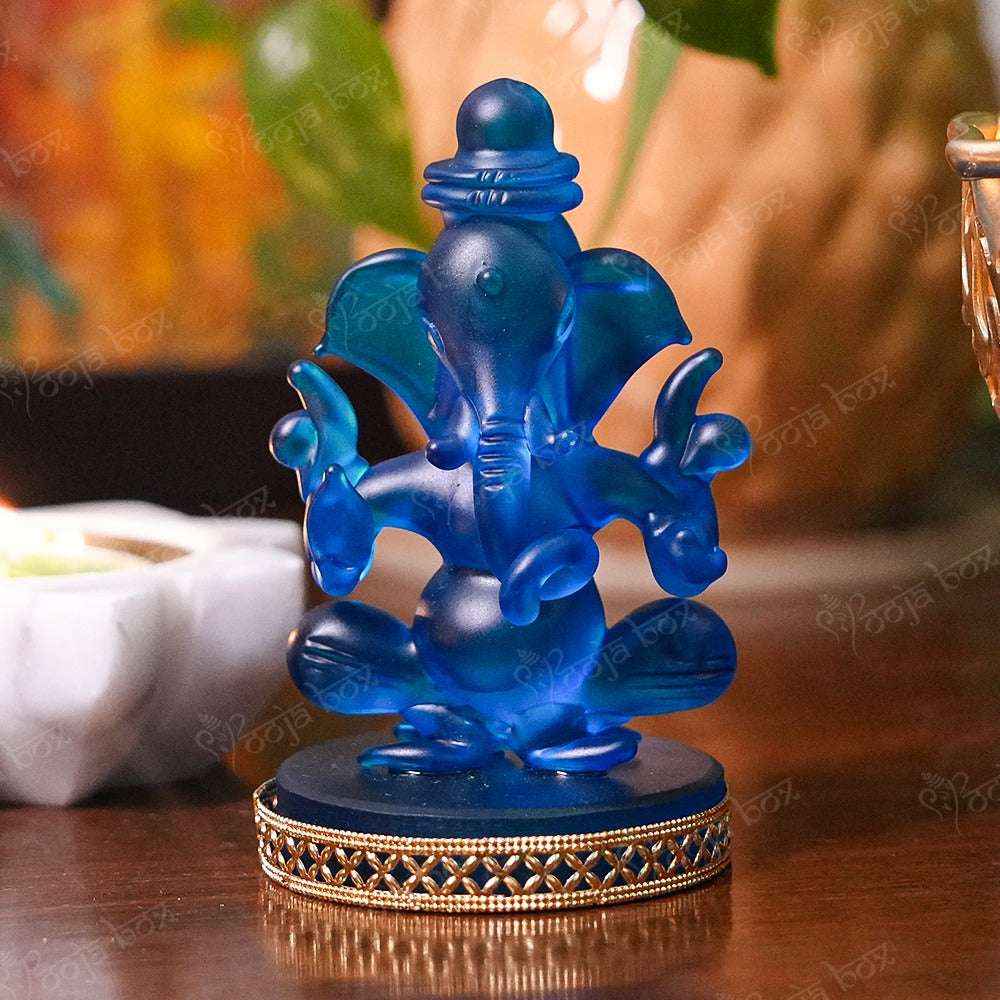 Double Face Crystal Ganesha Idol
