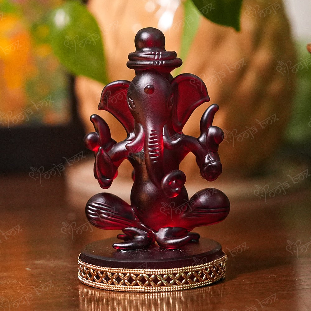 Double Face Crystal Ganesha Idol