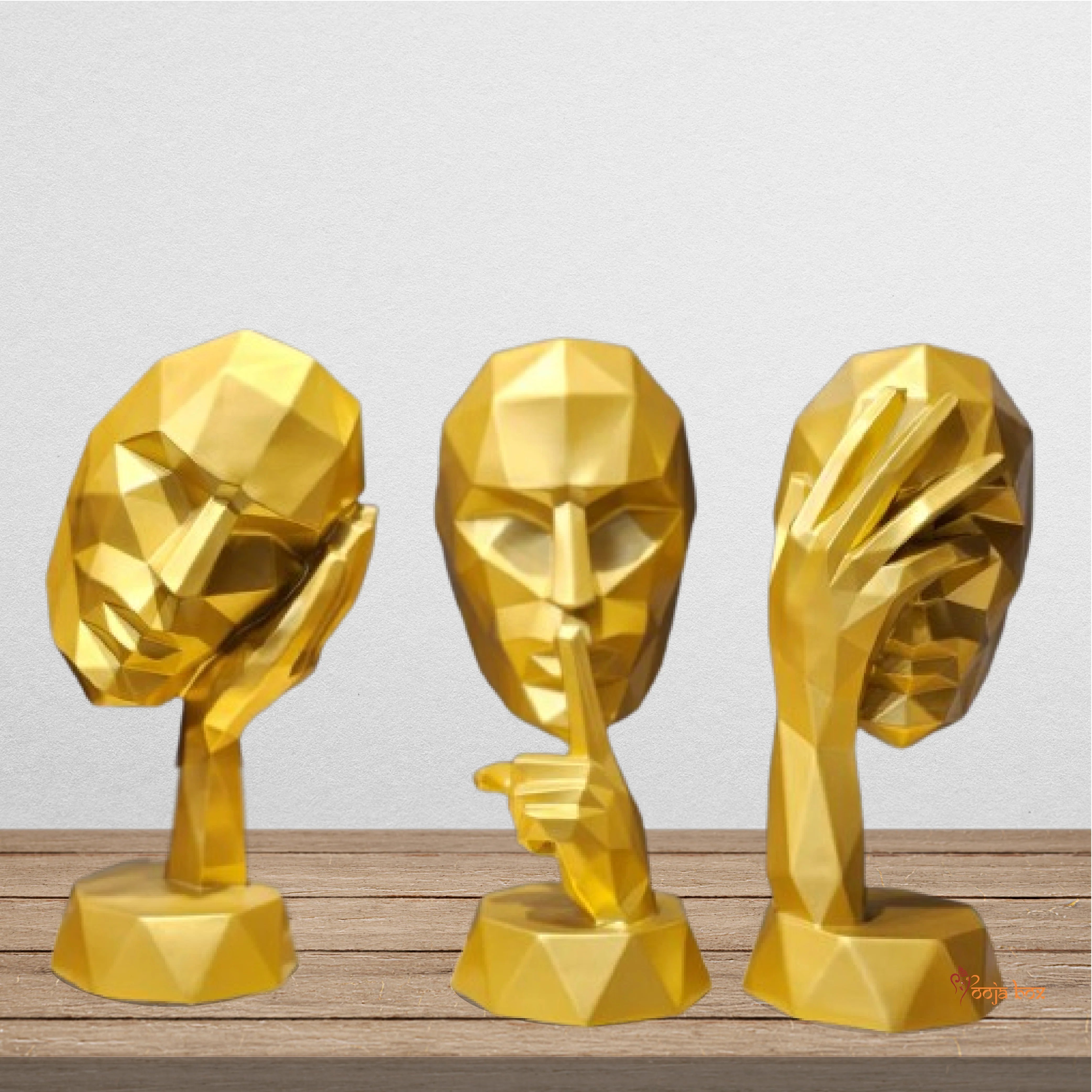 Set of 3 Human Modern Faces Figurine Statue