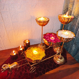 Elephant Cart Lotus Urli for Diwali Puja Decoration