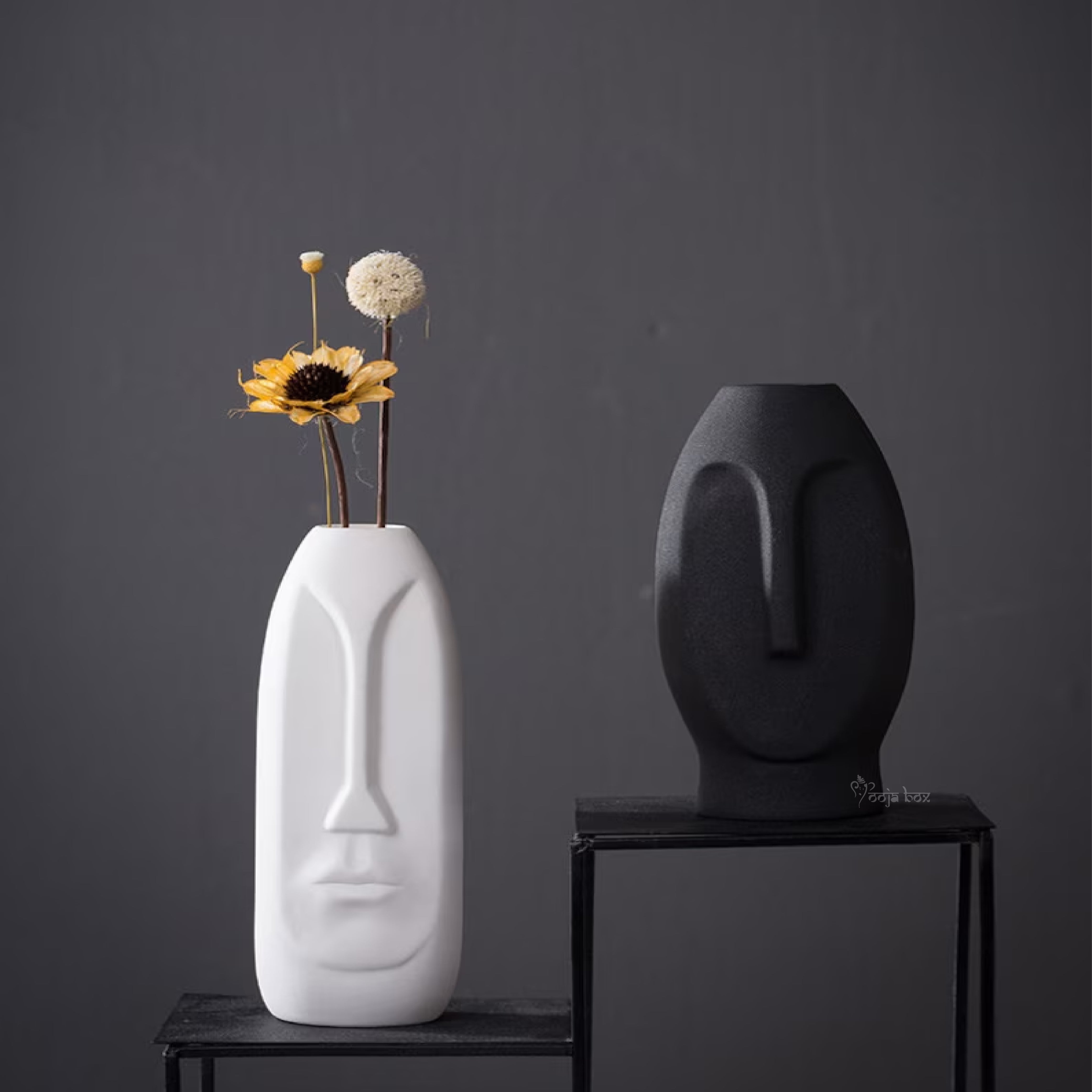 Human Face Shape Ceramic Flower Vase