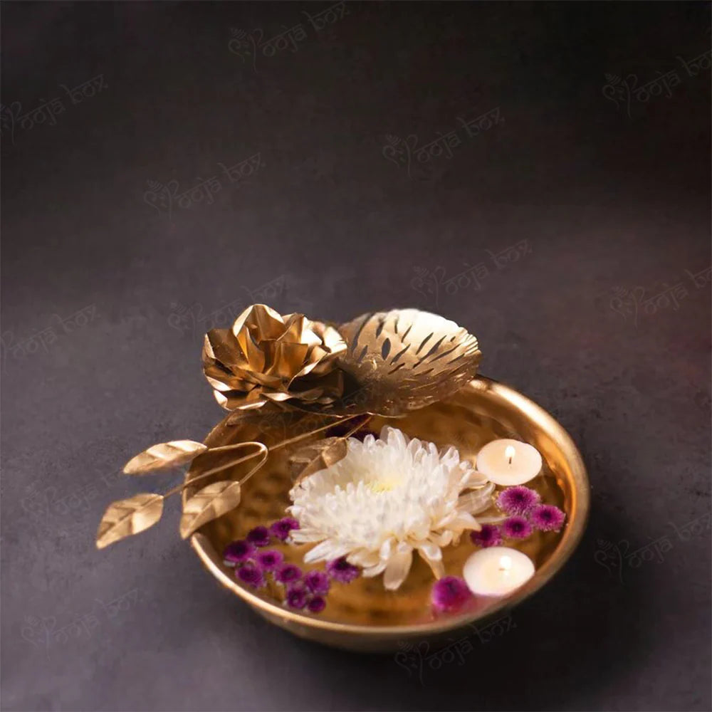 Beautiful Handmade Bowl for Floating Flowers and Tea Light Candles, Decorative Urli, for Home, Office, and Table Decor