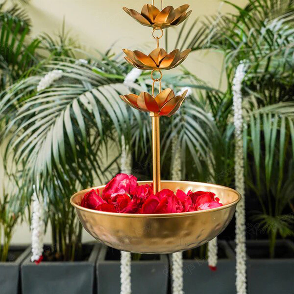 Beautiful Handcrafted Decorative Metal Latkan Urli Rangoli Bowls for T-Light Candles and Floating Flowers for Diwali and Navratri