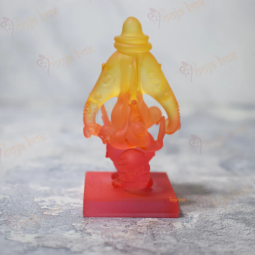 Car Ganesha Showpiece in Unheroic and Orange Double-Sided Crystal