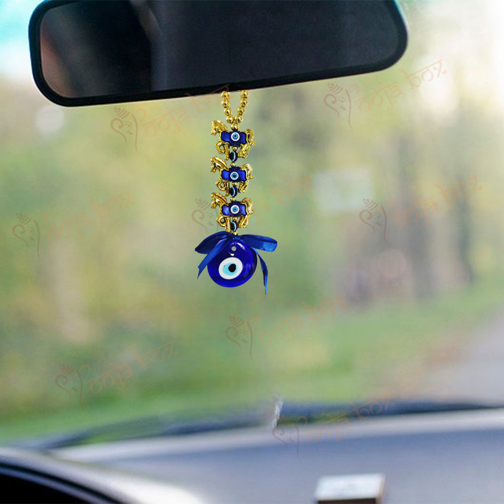 Golden Horse And Blue Evil Eye Hanging