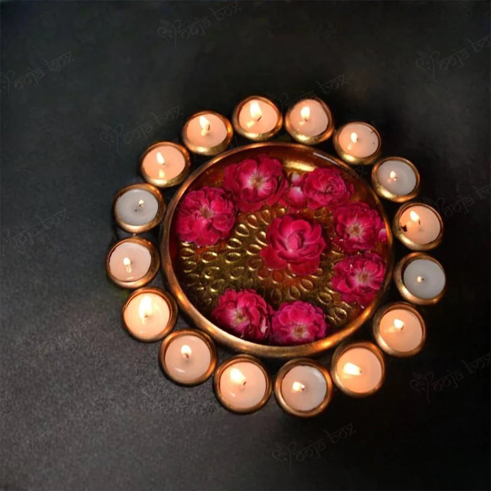 Handcrafted Urli with T-Light Diya Shape urli Bowl for Home and Pooja Decorations