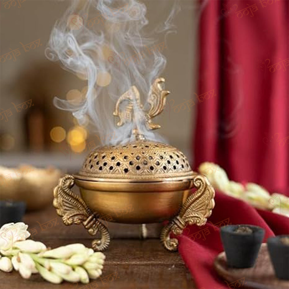 Home Purifying Brass Dhuna Loban Burner Dhooni