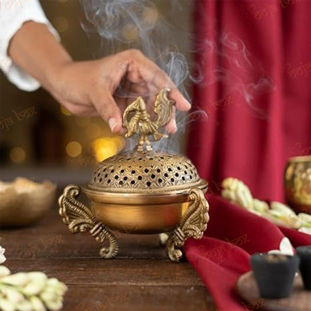 Home Purifying Brass Dhuna Loban Burner Dhooni