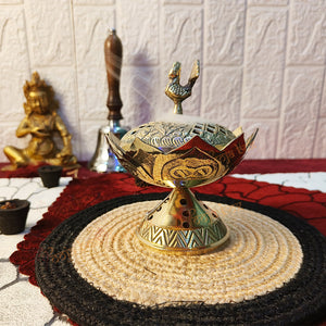 Home Purifying Peacock Brass Dhuna Loban Burner