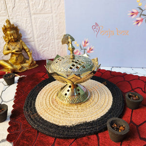 Home Purifying Peacock Brass Dhuna Loban Burner