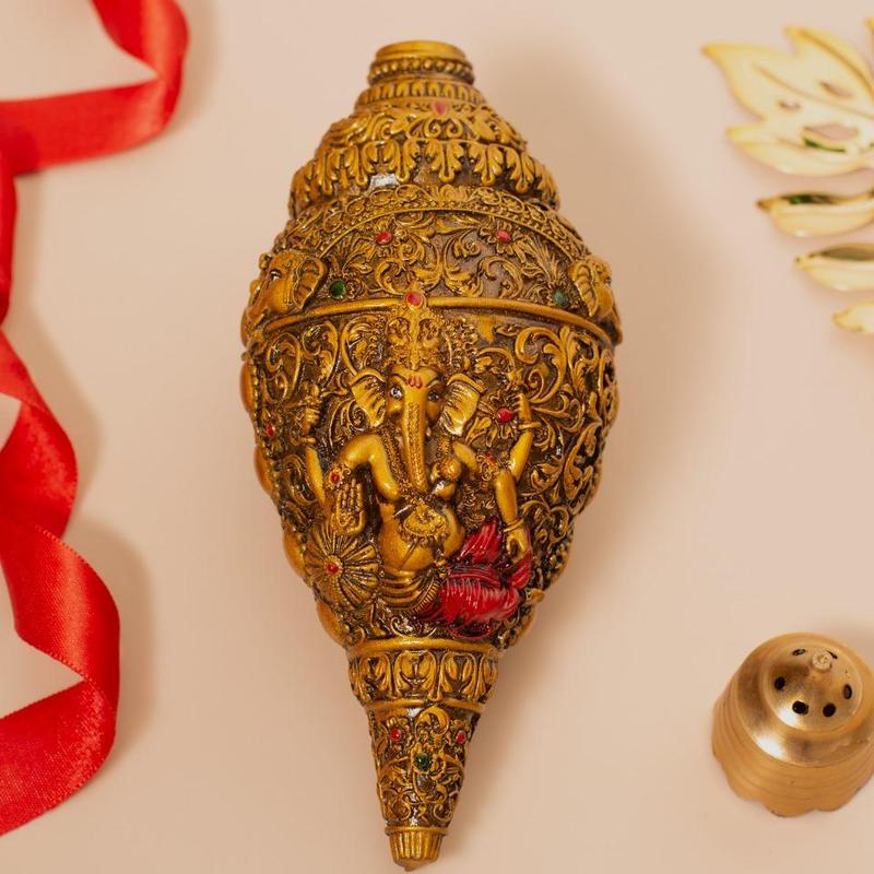 Ganesh Shankh Silver and 24k gold Plated