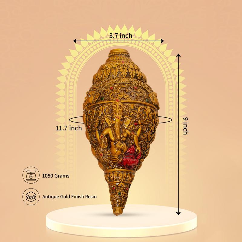 Ganesh Shankh Silver and 24k gold Plated
