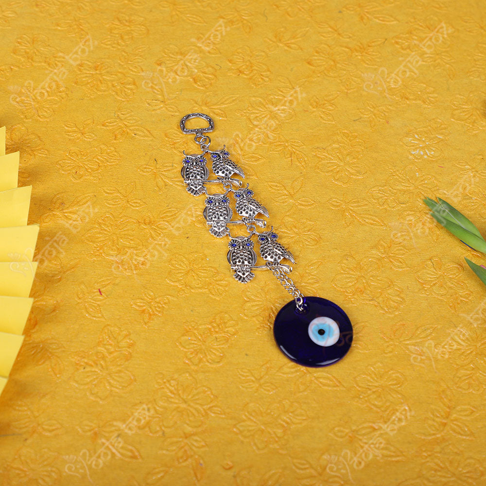 Laxmi 6 Owl & Turkish Evil Eye Hanging for Home, office & Car Protection