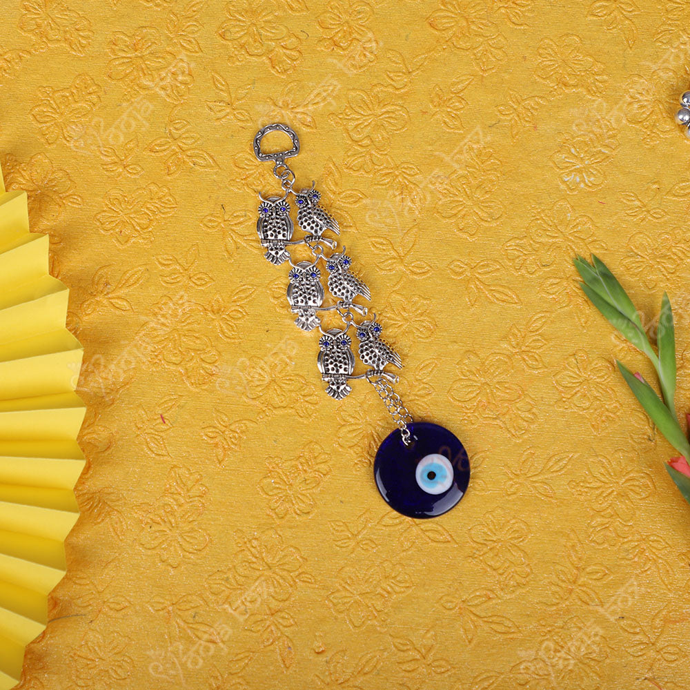 Laxmi 6 Owl & Turkish Evil Eye Hanging for Home, office & Car Protection