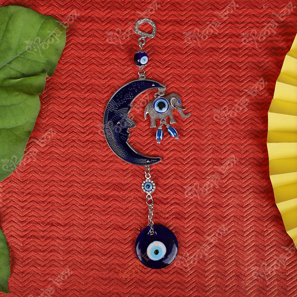 Moon Elephant Evil Eye Hanging for Home, Car, Office Prosperity