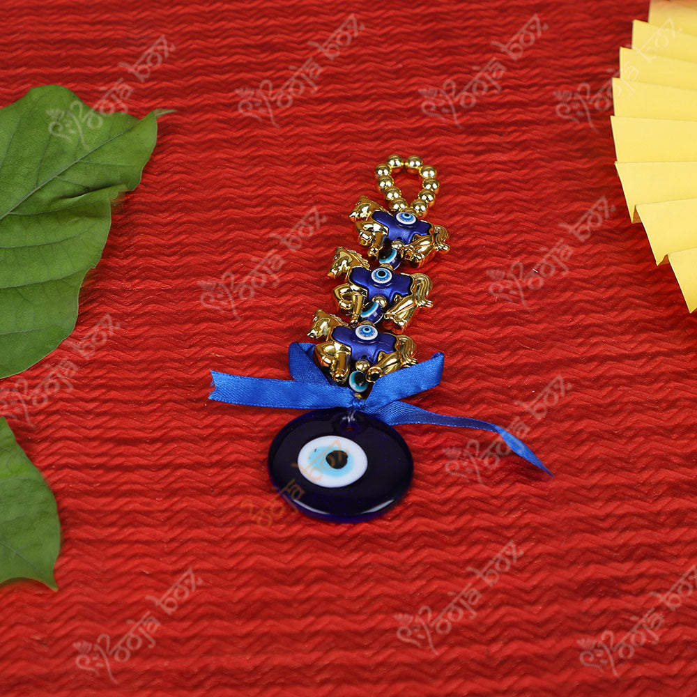 Golden Horse And Blue Evil Eye Hanging
