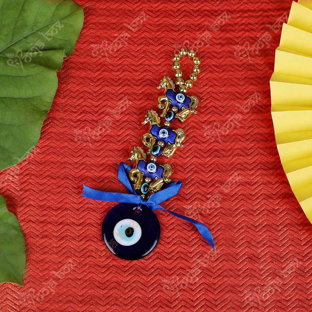 Golden Horse And Blue Evil Eye Hanging