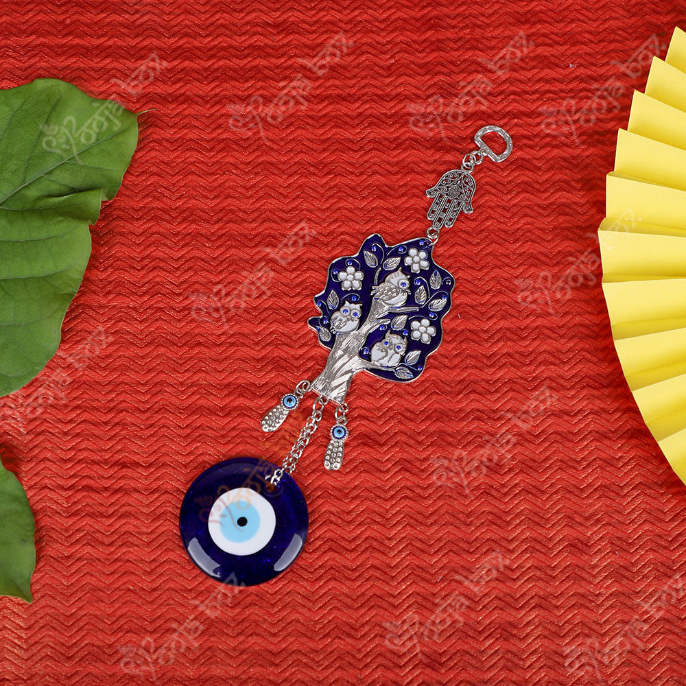 Owl Sitting on Tree Evil Eye Hanging for Home & Wall Decor