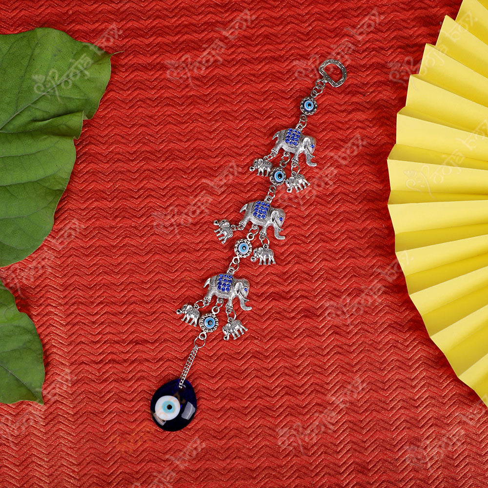 Elephant Meena Evil Eye Hanging for Protection, Good Luck Charm, Stability and Wisdom