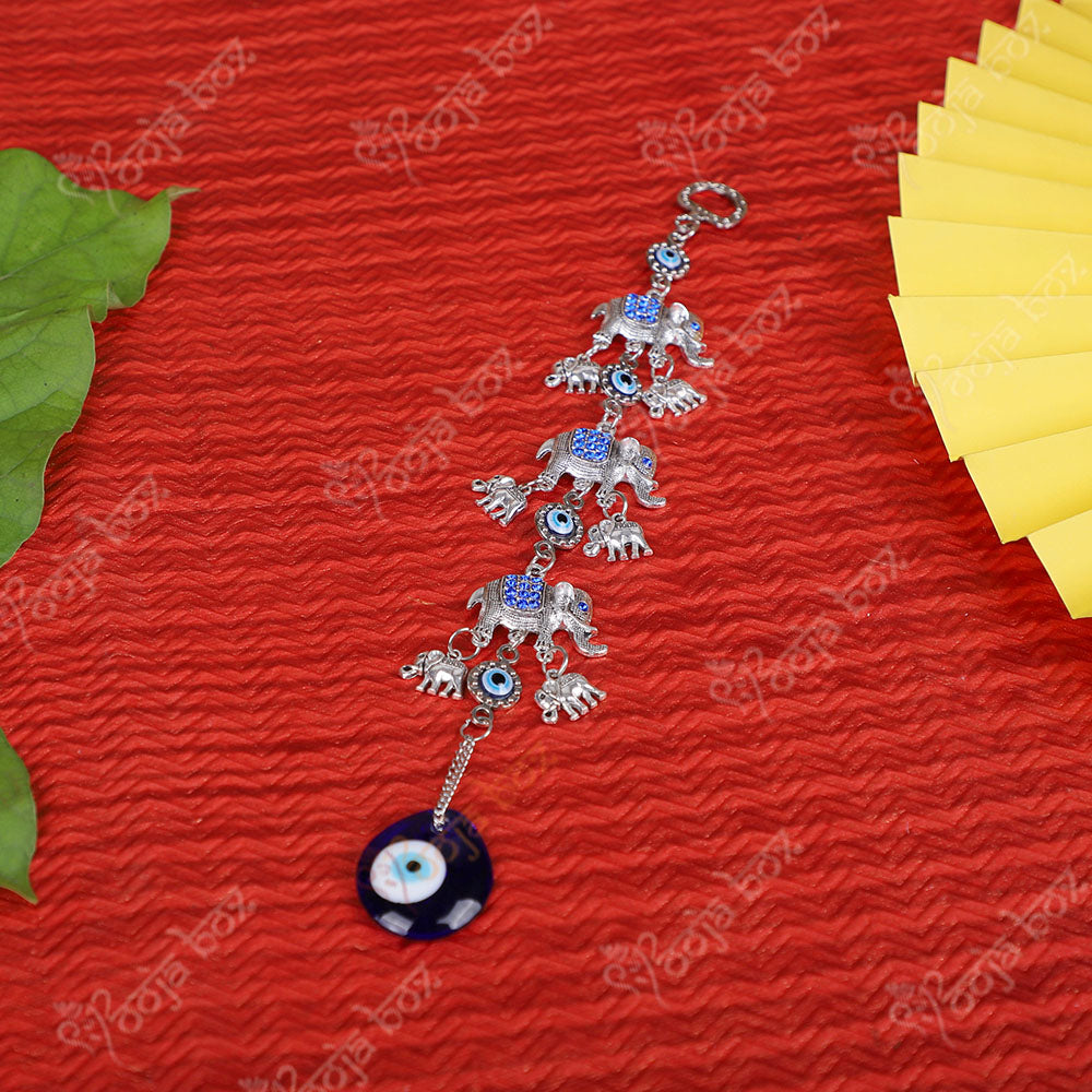 Elephant Meena Evil Eye Hanging for Protection, Good Luck Charm, Stability and Wisdom