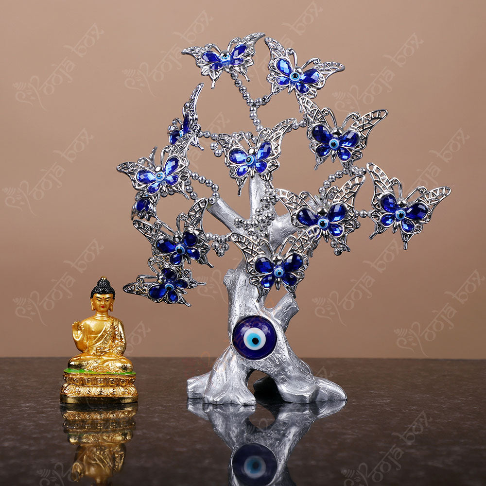 Blue Butterfly Evil Eye Tree Desktop Ornament
