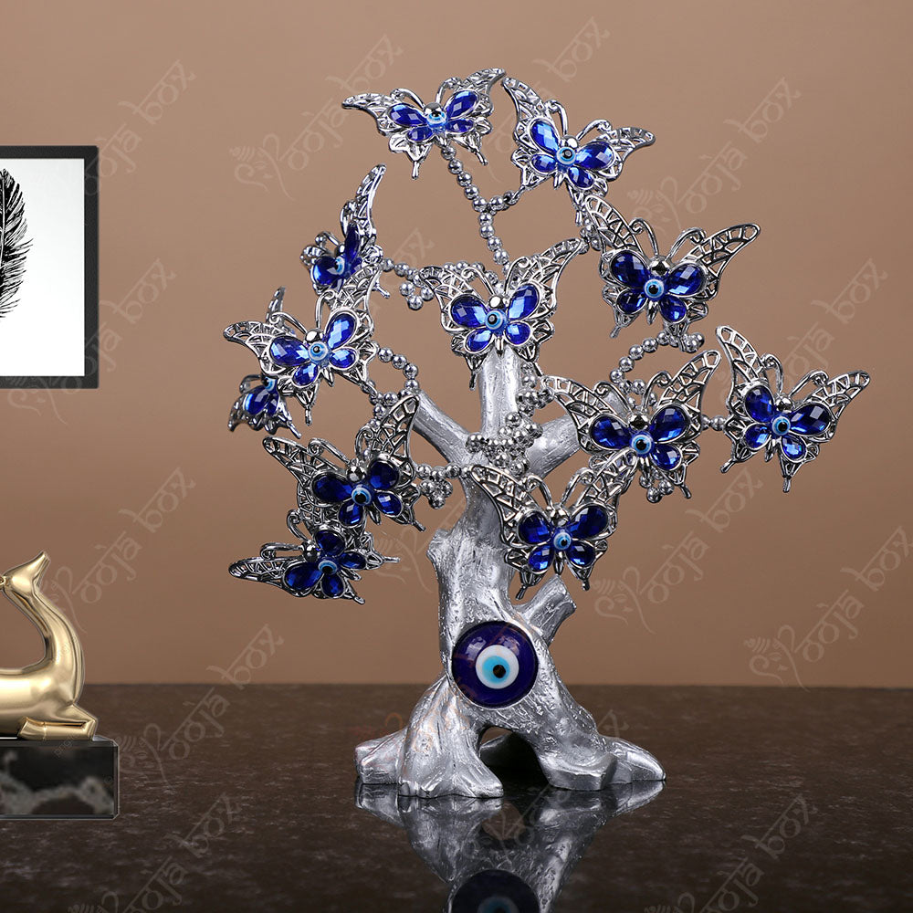 Blue Butterfly Evil Eye Tree Desktop Ornament
