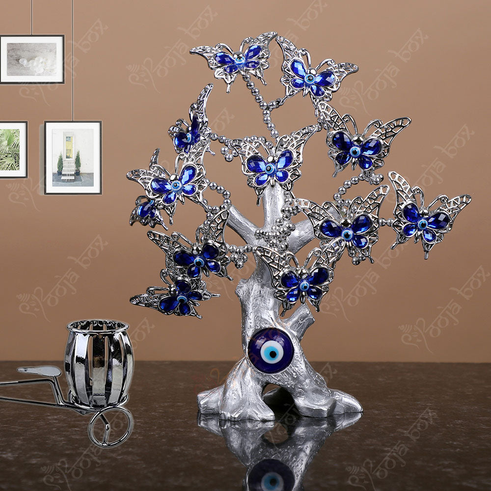 Blue Butterfly Evil Eye Tree Desktop Ornament