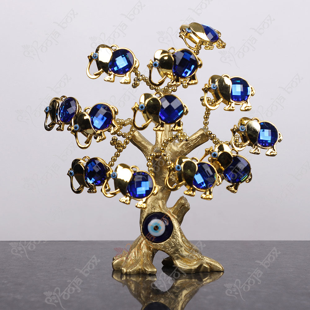 Blue Elephant With Evil Eye Tree for Home, Office Protection