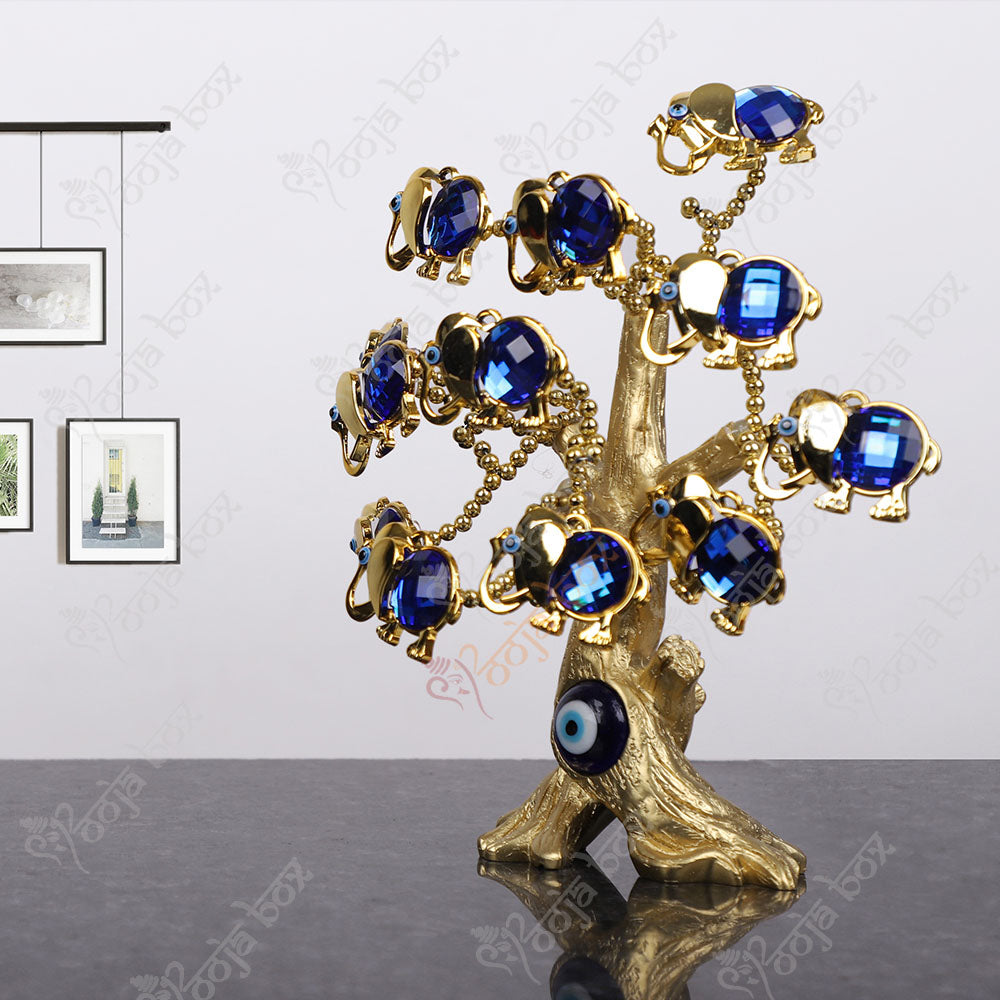 Blue Elephant With Evil Eye Tree for Home, Office Protection
