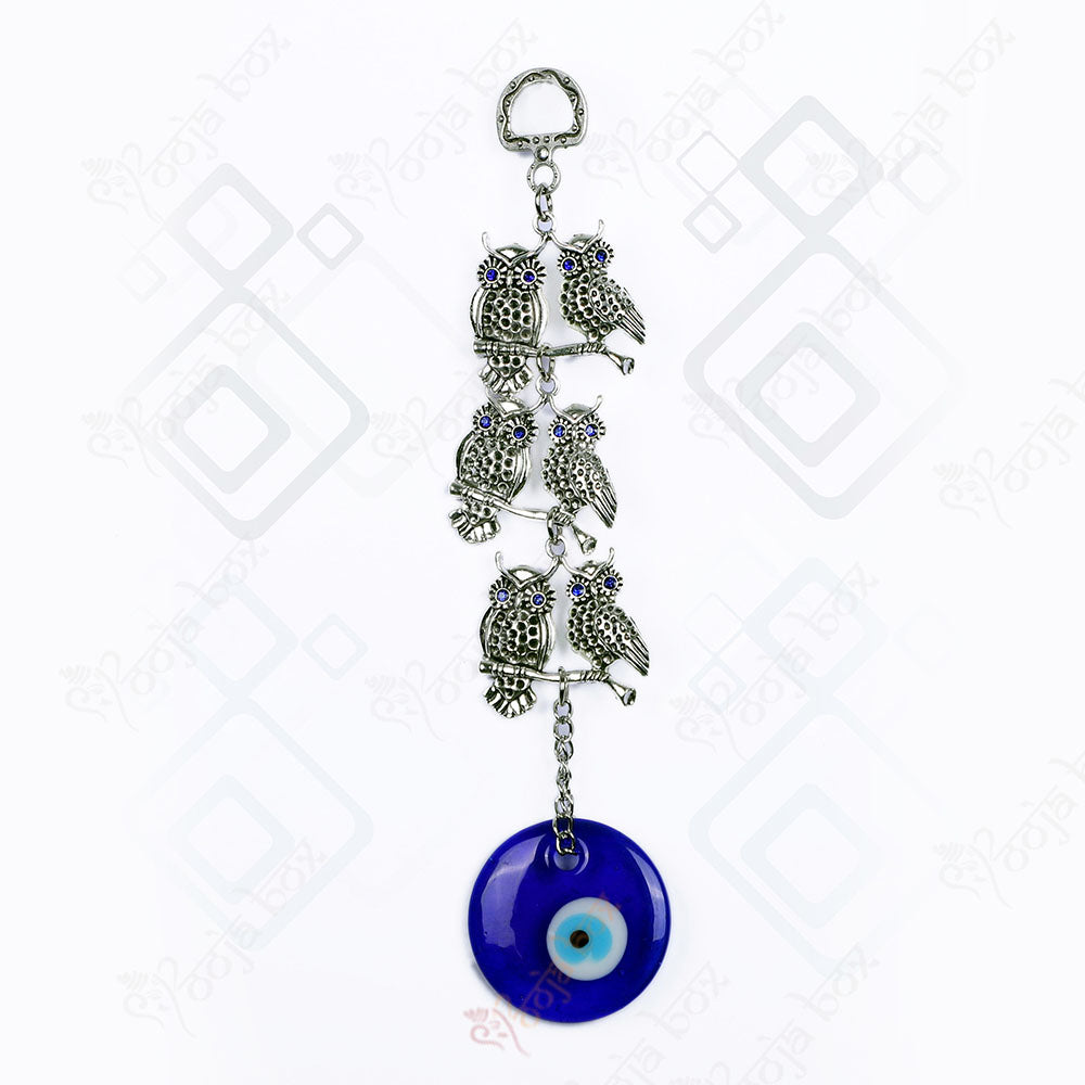Laxmi 6 Owl & Turkish Evil Eye Hanging for Home, office & Car Protection