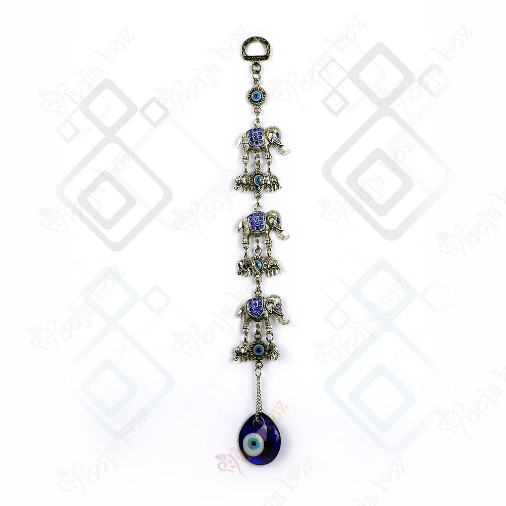 Elephant Meena Evil Eye Hanging for Protection, Good Luck Charm, Stability and Wisdom