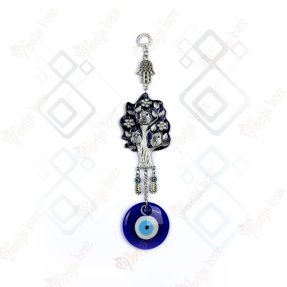 Owl Sitting on Tree Evil Eye Hanging for Home & Wall Decor
