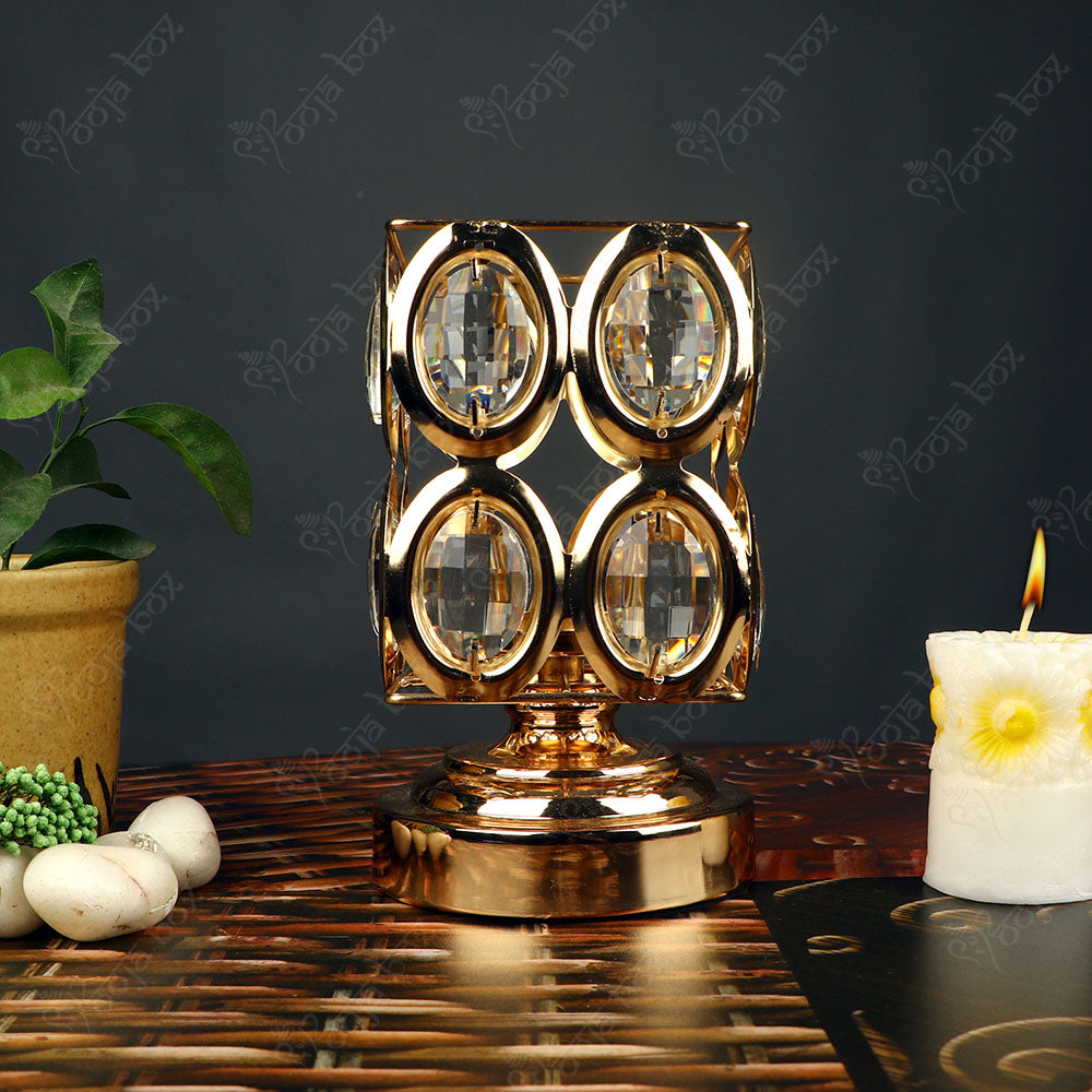 Elegant Oval Shape Crystal Candle Light Holder