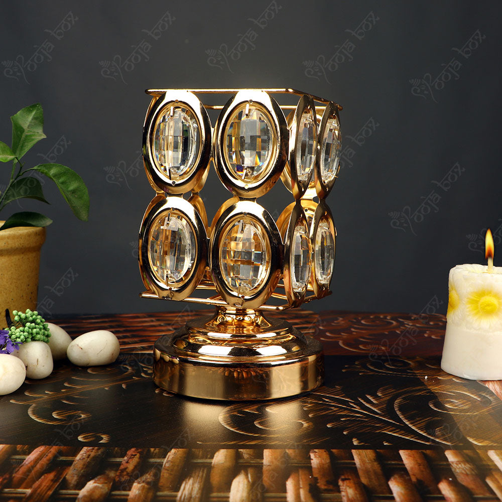 Elegant Oval Shape Crystal Candle Light Holder