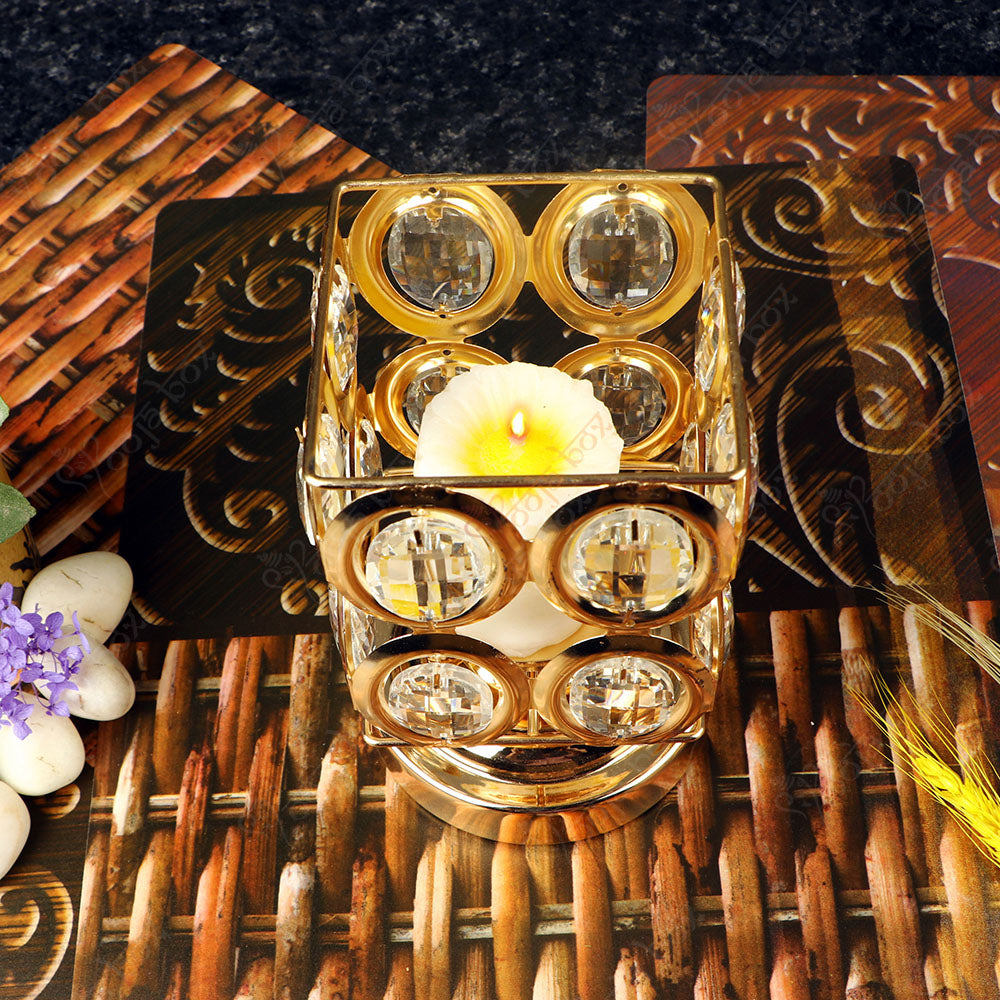 Elegant Oval Shape Crystal Candle Light Holder