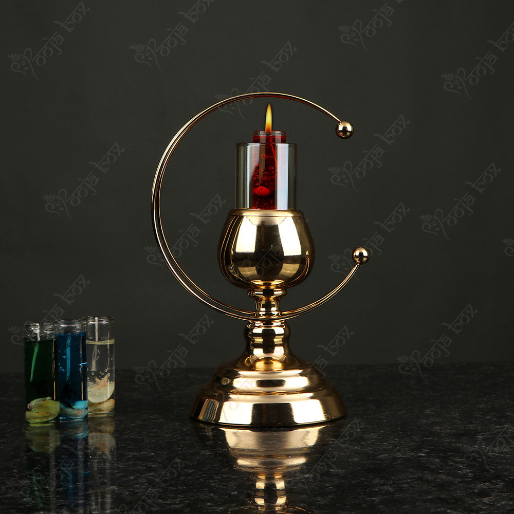 Golden Moon Shaped Candle Stand Holder
