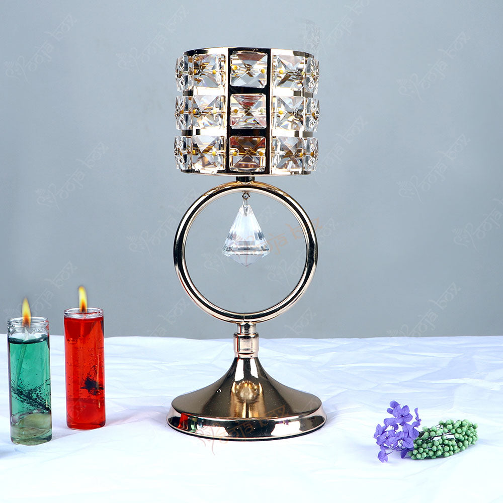 European Style Transparent Crystal Candle Holder with Pendant