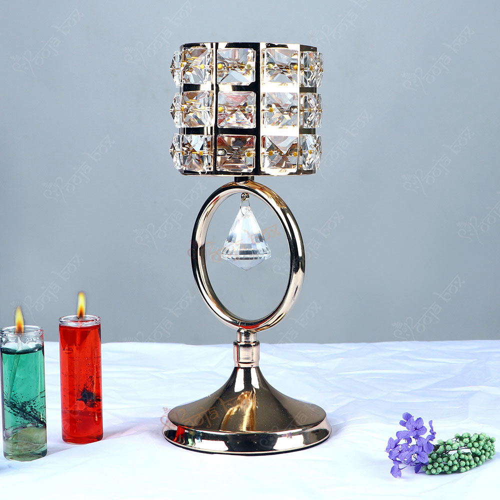 European Style Transparent Crystal Candle Holder with Pendant