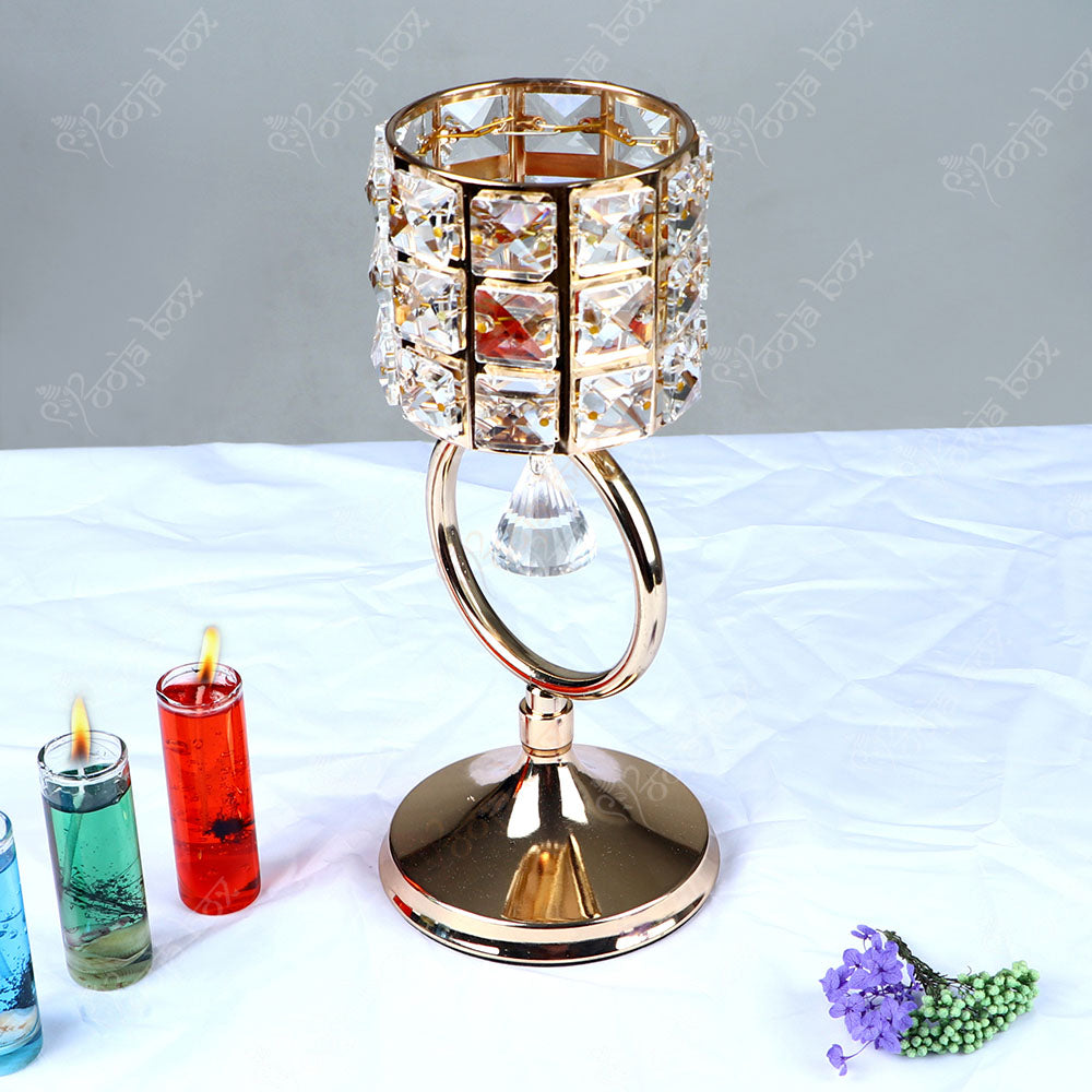 European Style Transparent Crystal Candle Holder with Pendant