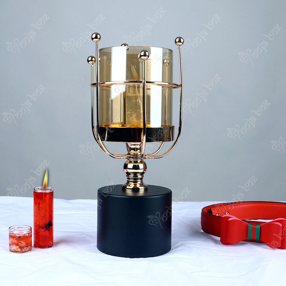 Laurel Gold With Black Touch Artificer Candle Holder