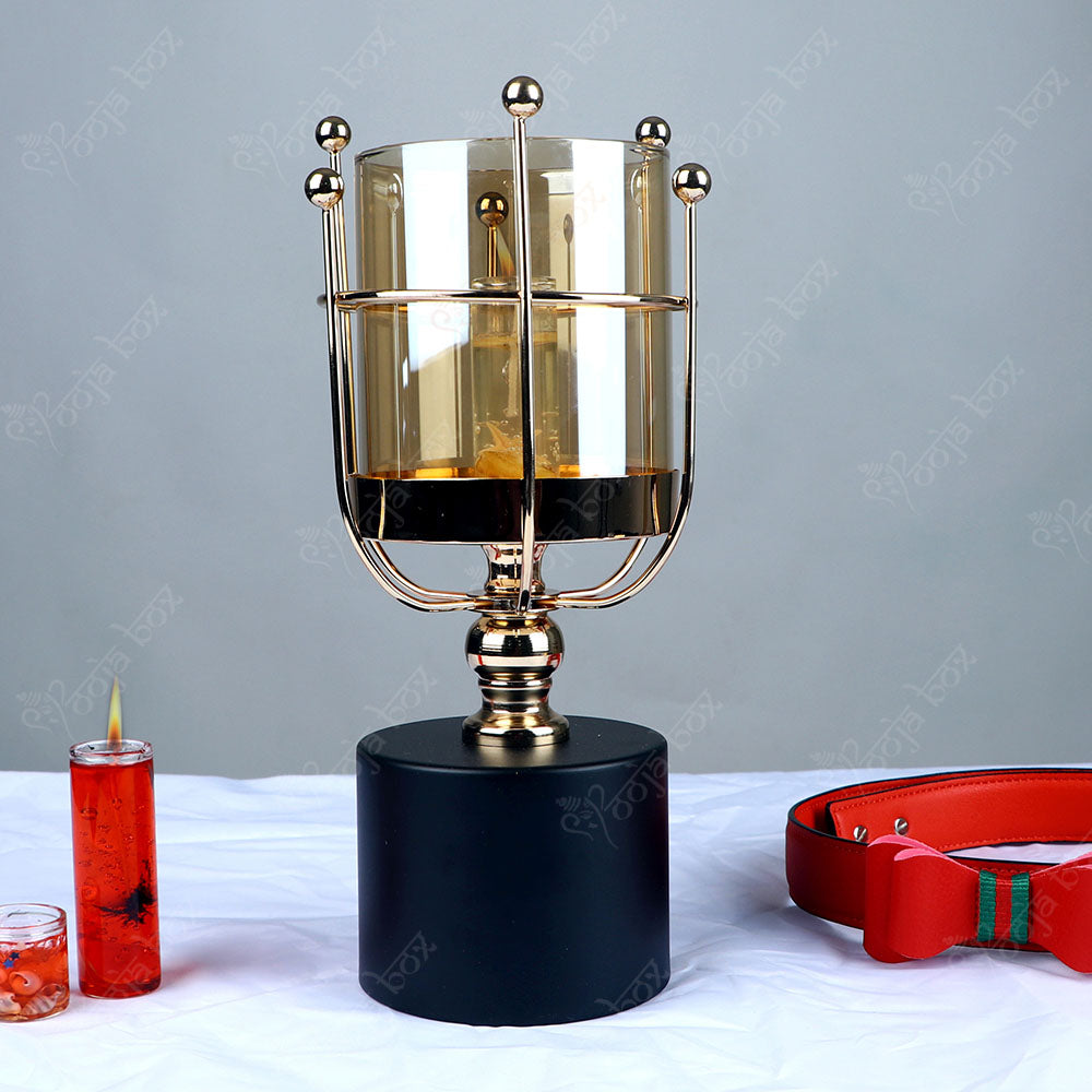 Laurel Gold With Black Touch Artificer Candle Holder